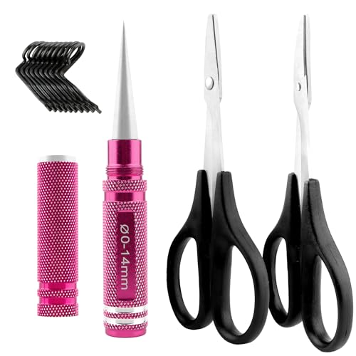 RC Body Reamer 0-14mm Hole Puncher with Sleeve & Curved & Straight Scissors & 8 Pieces Body Clips Set Cars Body Mounting for RC Vehicle Truck Plastic Body Shell Cover Repair Tools (Purple) - color: Purple