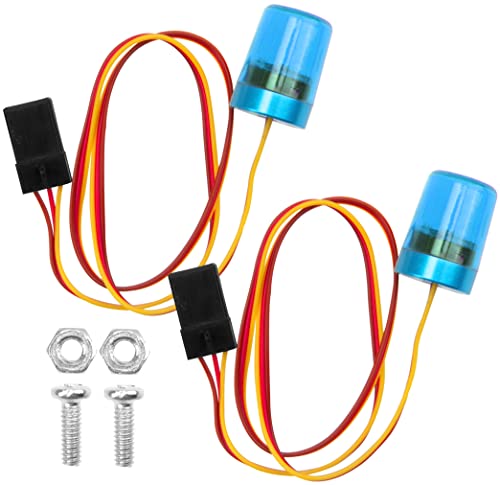 2Pcs Vgoohobby Multi-Function RC LED Flash Lights Alarm Lamp Flashing Rotating Beacon Light Compatible with 1/10 TRX4 SCX10 RC Crawler Car 1/14 Tamiya Tractor RC Truck (Blue) - color: Blue