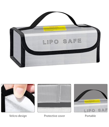 Lipo Battery Safe Bag Large Capatity Fireproof Bag for Ebike Lipo Battery Other Batteries Storage Charging Transport Home Office Travel Safe Storage Pouch - size: 230*80*100+185*75*60mm