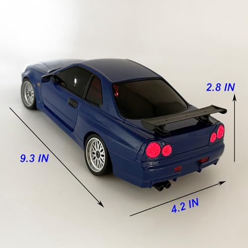 RC Drift Car with Gyro 1/18 Scale LDRC Drift Car Remote Control RWD | Hobby Drifting Vehicle Full Proportional ESP Gyroscope Metal Drive Shaft Alloy Shell Adult LD1899