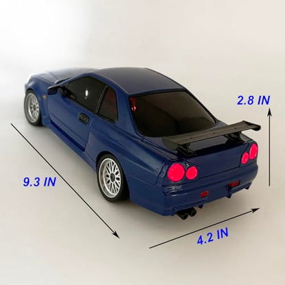 RC Drift Car with Gyro 1/18 Scale LDRC Drift Car Remote Control RWD | Hobby Drifting Vehicle Full Proportional ESP Gyroscope Metal Drive Shaft Alloy Shell Adult LD1899