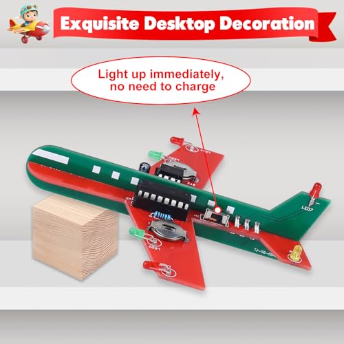 ICSTATION DIY Airplane Soldering Practice Kit, 3 Color LED Flashing Light Electronics Project, STEM Educational Learning Tool for High School Classroom, Beginners & Students, Birthday Present