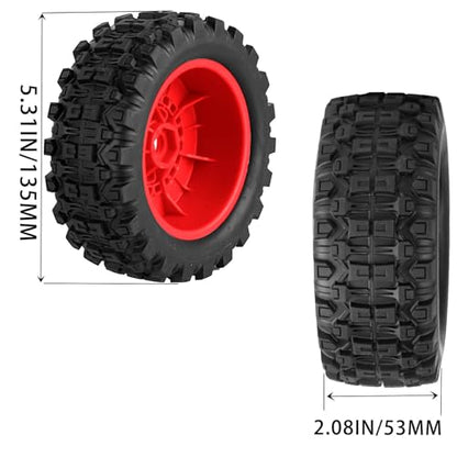 RC Short Course Wheels and Truck Tires for 1/7 1/8 RC Buggy Truck Car ARRM A Mojave 6S TRAXXA UDR,Off-Road Tire w/RC Wheels Hex,17mm Hex RC Tires RC Wheels(135X55) 4PCS Red - color: Red/Rc Wheel