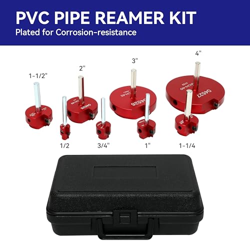 HFS(R) 8-Piece PVC Pipe Reamer Kit – for SCH 40 PVC, CPVC & ABS Pipes (1/2", 3/4", 1", 1-1/4", 1-1/2", 2", 3", 4") – Fits 1/2" Drill – Durable Carbide Cutters for Fast Debris Removal - size: 1/2", 3/4", 1", 1-1/4", 1-1/2", 2", 3", 4"