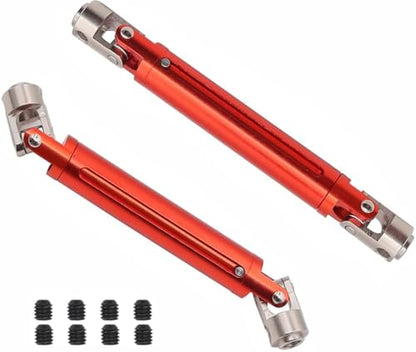 Aluminium Alloy 105-150MM Universal Drive Shaft for 1/10 Redcat Gen7 GEN8 Axial SCX10 SCX10-II/Pro D90 Axial SMT10 RC Crawler Upgrade Parts 2PCS/Set(Red)