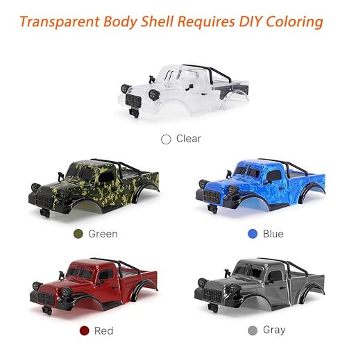 AMK TRX4M Clear Body Shell Kit for 1/18 RC Crawler TRX4M Bronco Defender Upgrade Parts with Decorative Accessories