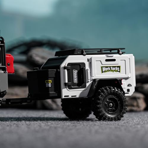 INJORA Off-Road Camping Trailer for 1/18 1/24 RC Crawlers TRX4M SCX24 Upgrade(White) - color: White