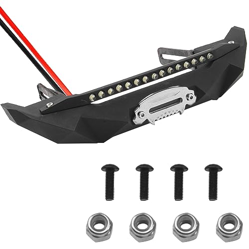 ShareGoo 1/10 Scale Front Bumper,Metal Bull Bar Front Bumper with LED Lights Bar Compatible with Axial SCX10 90046 90047 Traxxas TRX4 RC4WD D90 TF2 1/10 RC Crawlers