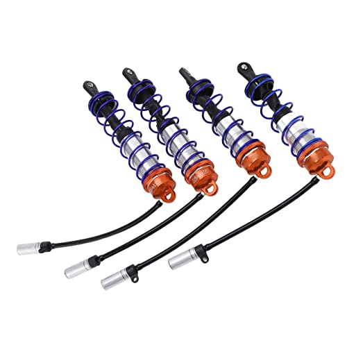 RC Damper, Aluminum Alloy Oil Adjustable Front Rear Shocks with High Elasticity Spring 4PCS for 1/8 Scale RC Crawler Truck Truggy Off-Road Racing and Hobbyist Use - color: Orange