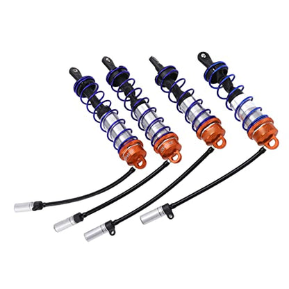 RC Damper, Aluminum Alloy Oil Adjustable Front Rear Shocks with High Elasticity Spring 4PCS for 1/8 Scale RC Crawler Truck Truggy Off-Road Racing and Hobbyist Use - color: Orange
