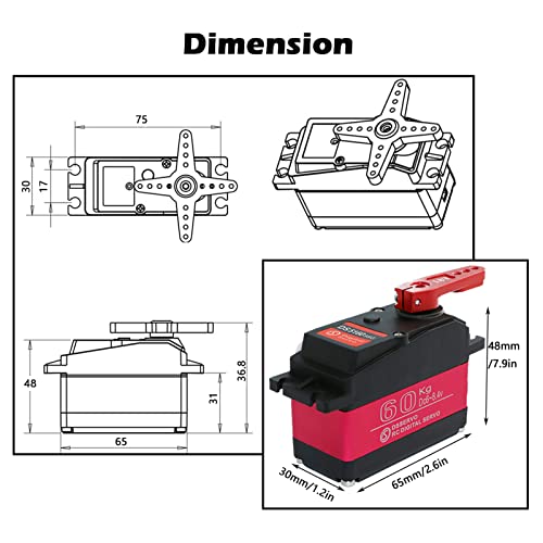 2pcs DS5160SSG 60kg Digital Servo Metal Gear Large Torque High Speed Robotics Waterproof RC Car Servo 270 Degree with 18T Aluminum Servo Arm