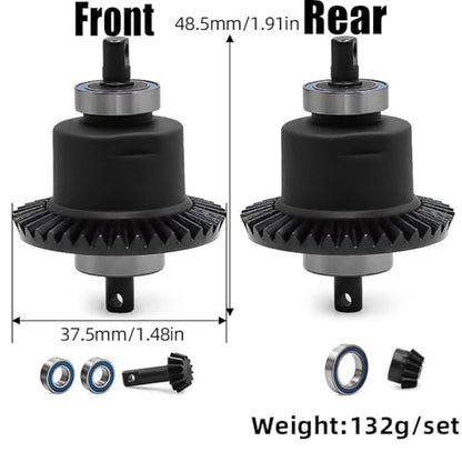 Front Rear Differential with Bearings, 37T/13T Gear Ratio Diffs Fit for Traxxas 1:10 Slash 4X4 Rustler Stampede Bandit Rally Ford F-150, Upgrade Replacement for RC Monster Truck Crawler