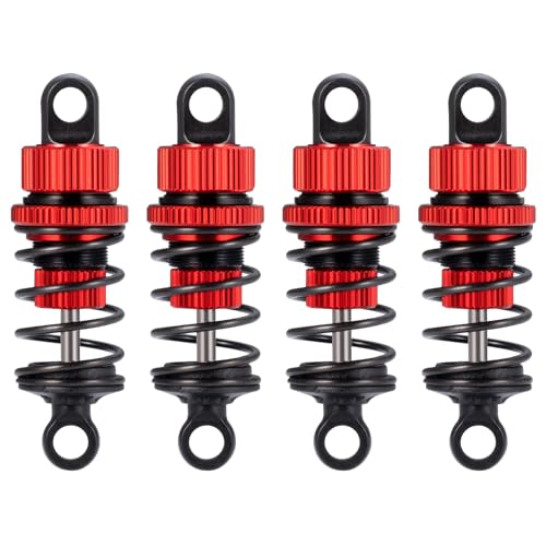 Aluminum RC Front & Rear Oil Filled Shock Absorber 50mm/52mm Adjustable Damper Set Compatible with Tamiya M03 M04 M05 M06 1:10 On Road Car Upgrades Replace Parts (Red, 52mm) - color: Red, size: 52mm