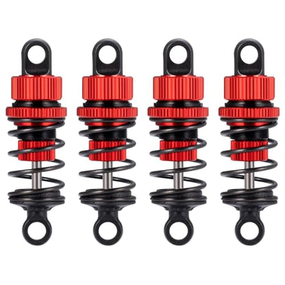 Aluminum RC Front & Rear Oil Filled Shock Absorber 50mm/52mm Adjustable Damper Set Compatible with Tamiya M03 M04 M05 M06 1:10 On Road Car Upgrades Replace Parts (Red, 52mm) - color: Red, size: 52mm