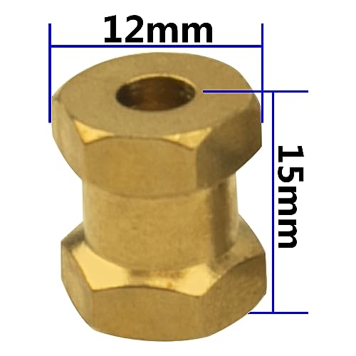 ShareGoo RC Hex Hub 12mm Brass Wheels Hex Drive Hub Extension Adapter Combiner Compatible with Axial SCX10 90046 90047 RC4WD D90 Wraith 1/10 RC Crawler Car (15mm Length)