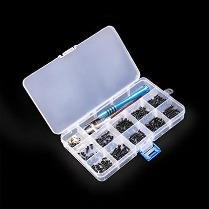 319PCS RC Screw Kit M2 M2.5 M3 Screws Bolt & Nuts Swing Arm Pin Hardware Fastener Replacement Wrench for Wltoys 144001 124018