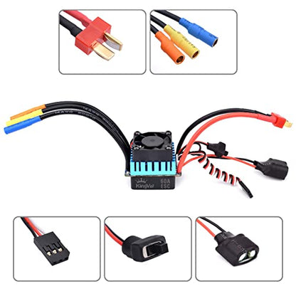 KingVal Replacement 3650 5200KV Sensorless Brushless Motor Shaft 3.175mm with 60A Brushless ESC Compatible with 1/10 RC Car - size: 5200KV+60A