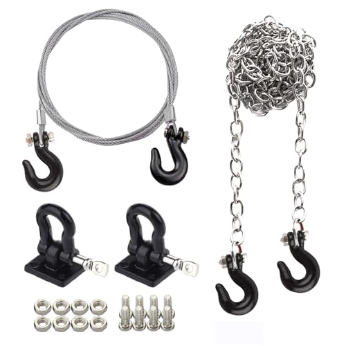 Metal RC Trailer Hitch Chain Tow Hook Rope Shackles for RC 1/10 Crawler TRX4 Axial SCX10 90046 Wraith 90081 Tamiya D90 TF2 CC01 Truck RC Decor Parts
