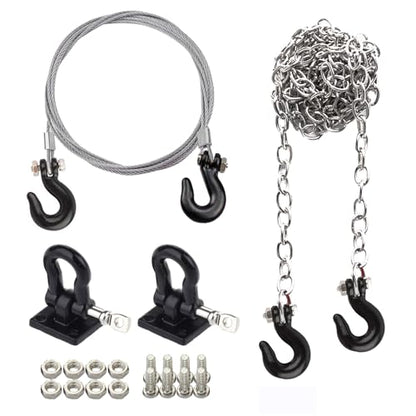 Metal RC Trailer Hitch Chain Tow Hook Rope Shackles for RC 1/10 Crawler TRX4 Axial SCX10 90046 Wraith 90081 Tamiya D90 TF2 CC01 Truck RC Decor Parts