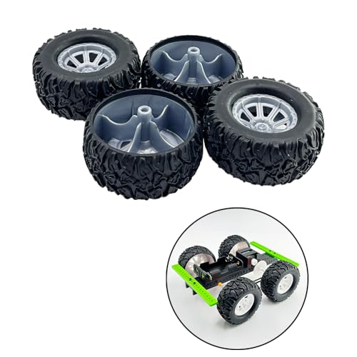 4PCS Toy Car Wheel 55mm Model Car Rubber Tire Wheel with Metal Shaft Axles for RC Car Truck DIY Model Toy Building Project (2.5x55mm) - style: 2.5x55mm