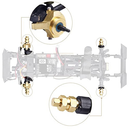 Hobbypark Brass Steering Knuckles Carriers and Brass Extended 7mm Wheel Hex Hubs Adapters for Axial SCX24 Upgrades Parts 1/24 RC Crawler Car (Gold) - color: Gold