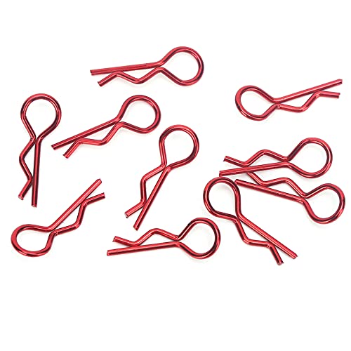 Qiilu Durable RC Body Clips for 1/5 1/6 /8 /10 RC Car - 10Pcs Metal Shell Clip Pins, Teardropshaped Pull Tabs (Red) - color: Red