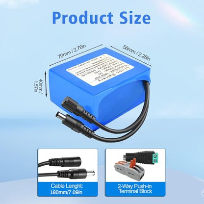 12V 6000mAh Rechargeable Lithium-Ion Battery Pack with Charger - Long-Lasting Power for RC Cars Drones LED Lights CCTV Cameras Robotics DIY Electronics - size: 1 PACK