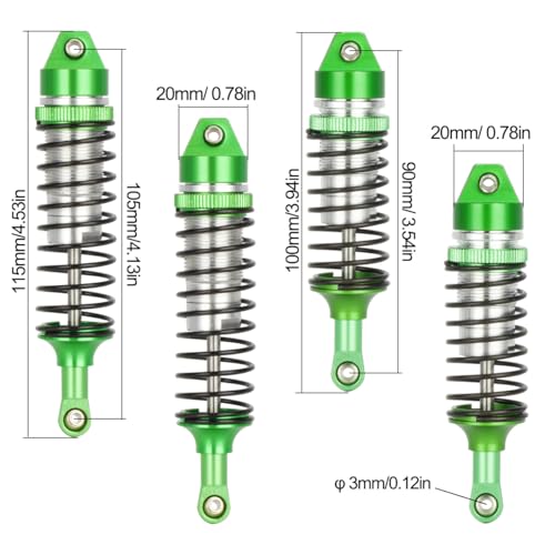 4Pcs Metal Oil Shocks for Traxxas 1/10 Slash Rustler Stampede Hoss 4x4 VXL | Aluminum oil-filled shocks.Smooth damping,adjustable height,durable.Direct replacement 5862,RC Upgrades Parts.