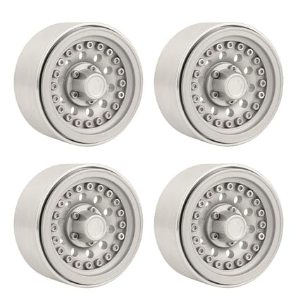 1/10 RC Crawler 4Pcs 1.9 Inch Beadlock Wheel Hub Rim Rims Aluminum Alloy for TRX4 TRX6 Axial SCX10 III AXI03007 GRT EX86190 RedCat,Five Hole nut (Silver) - color: Silver