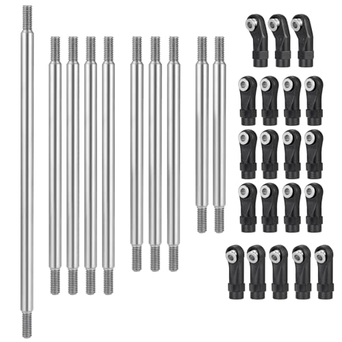 RCHUBAM SCX10 Chassis Linkage Kit Stainless Steel RC Crawler Link Rod End Set Compatible with 1/10 Axial SCX10 AXI90075 UMG10 II RC Crawler Car Wheelbase Upgrade Parts