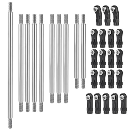 RCHUBAM SCX10 Chassis Linkage Kit Stainless Steel RC Crawler Link Rod End Set Compatible with 1/10 Axial SCX10 AXI90075 UMG10 II RC Crawler Car Wheelbase Upgrade Parts