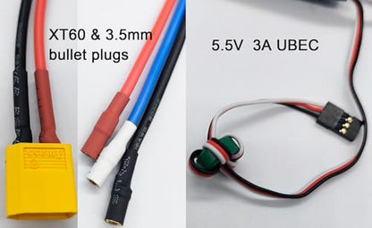 FLYCOLOR 30A ESC 2-4S Electric Speed Controller 3A UBEC with XT60 & 3.5mm Bullet Plugs for RC Brushless Motor