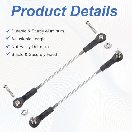 MECCANIXITY 2Pcs Adjustable Turnbuckles Camber Link, 109-119mm Turnbuckle Rod Steering Servo Linkage with M3 Ball Head Rod Ends for RC Car Replace Parts - size: 109-119mm