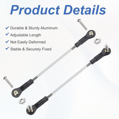 MECCANIXITY 4Pcs Adjustable Turnbuckles Camber Link, 109-119mm Turnbuckle Rod Steering Servo Linkage with M3 Ball Head Rod Ends for RC Car Replace Parts - size: 109-119mm