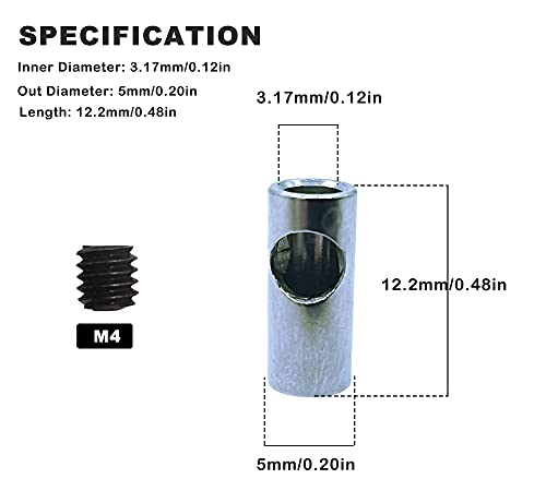 Steel 3.175mm to 5mm Pinion Gear Adapter for 3650 540 550 Pinion Gears | 3.175mm/0.125inch to 5mm/0.196inch Coupler Shaft Motor Pinion Reducer Sleeve Adapter for RC Boat Car Airplane RC Moto