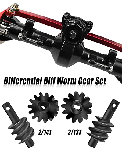 13T 14T Overdrive Worm Gear Set Fit for Axial SCX24 AX24 | Fit for C10 JLU Bronco Deadbolt 1/24 RC Crawler, Steel Differential Gear Upgrade Parts