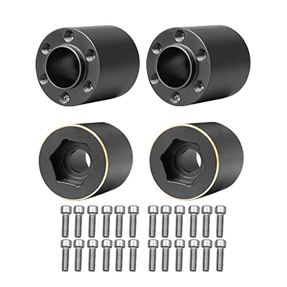 4Pcs Brass Weights 1.9 2.2 Inches Beadlock Wheels 12mm Hex Wheel Hub Widen Adapters for SCX10 TRX4 1/10 RC Crawler Upgrades (Black, 22mm) - color: Black, size: 22mm