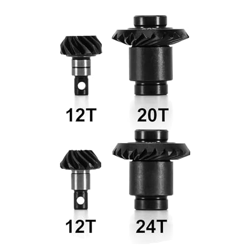 INJORA Steel Alloy Stock Gear and Overdrive Helical Gear for FCX24 FCX18 - size: 12/24T+12/20T
