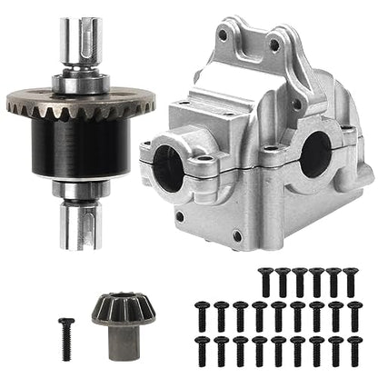 ShareGoo Metal Differential Gearbox Housing Cover & Differential Gear Set Compatible with WLtoys 144010 144001 144002 124016 124017 124018 124019 RC Car (Silver) - color: Silver