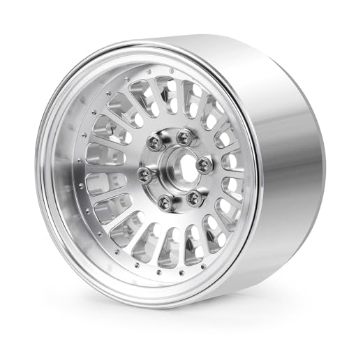 MOHERO 4Pcs Aluminum 2.2" Beadlock Wheel Rims 34.8mm for 1/10 RC Rock Crawler Axial SCX10 Wraith 90048 RR10 Upgrade Part (Silver)