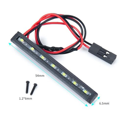 2-Pack RC Car LED Roof Light Bar, White, for SCX24 | 7 independent LED bulbs, 54mm length, compatible with Axial SCX24 Deadbolt AXI90081
