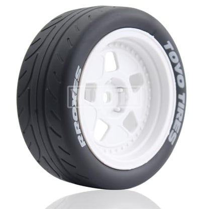 4PCS 12mm Hex RC Wheels and Tires 68mm Rubber Tyres Set and Hard Plastic Wheel Hub w/Foam Inserts Fit for 1/10 On-Road RC Drift Drifting Car Traxxas HSP Tamiya Kyosho HPI Redcat - color: White
