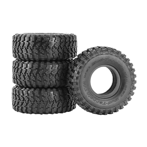RC Car Tires,WONFAST 4PCS 1.55 inch Mud Wheel Tyre Terrain Crawler Rubber Tires Foam Insert for 1:10 RC Crawler Car for Axial 90069 TF2 D90 CC01 LC70 Tamiya MST JIMNY UTB18(90MM-B) - color: 90mm-b