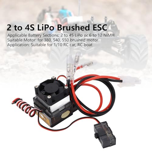 320A RC Brushed ESC for 7.4 to 16V Voltage 2 to 4S LiPo 6 to 12 NiMH Brushed ESC Electronic Speed Controller for 1/10 RC Car Boat
