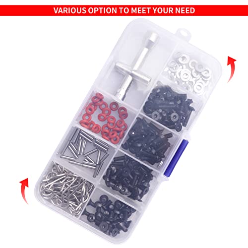 241pcs RC Screws Kit M3 Hex Screw & Screw Tray Repair Tool Hardware Fastener Set for RC Hobby Universal Accessories for Traxxas Arrma Axial Redcat SCX10 Losi HPI 1/8 1/10 Scale RC Cars Crawler