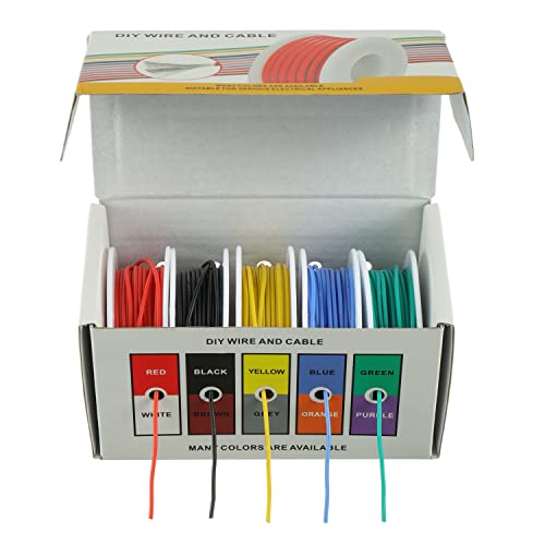 BOJACK 26 AWG Flexible Silicone Wire Electric Wire Hook up Wire Kit 300V Cables with Plus 20 φ3mm Heat Shrink Tubings and a Mini Wire Stripper(5 Colors 32.81Ft Each Color, 26AWG) - size: 26 AWG Silikondraht