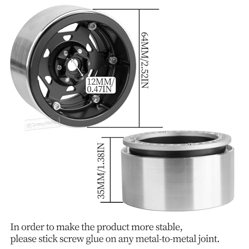 2.2" RC Beadlock Wheels, Aluminum Alloy Rims Compatible with 1/10 SCX10 Capra TRX4 Gen8 Everest Gen7 Pro AMG 6x6 Off-Road Truck,RCarmubWow 2.2 Beadlock Wheel for 1/10 Rock Crawler,Black - color: Black(4pcs)