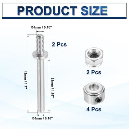 MECCANIXITY 3/16 Inch Diameter x 1.7 Inch Length 2 Set Landing Gear Axle Shaft Drive Axle with Nuts for RC Airplane - size: 3/16x1.7 Inch