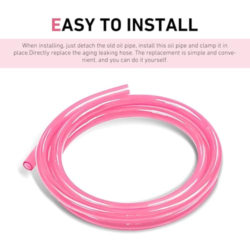 Fuel Line Hose Tube, 0.2" ID 9.84ft Flexible Carburetor Fuel Vent Line, Waterproof Rubber Petrol Fuel Gas Lines Pipe Hose Tubing, Compatible with Motorcycle ATV Dirt Bike (Pink)