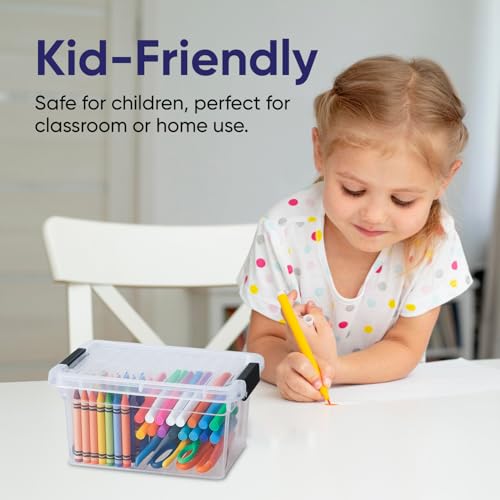 Superio Mini Storage Container Plastic Crayon Box Art Supplies and Sewing Case Stackable Clear Small Organizer for Beads, Stationery, Chalk, and Food, 1.05 Quart, 4 Pack - size: 1.05 Quarts, style: 4 Pack